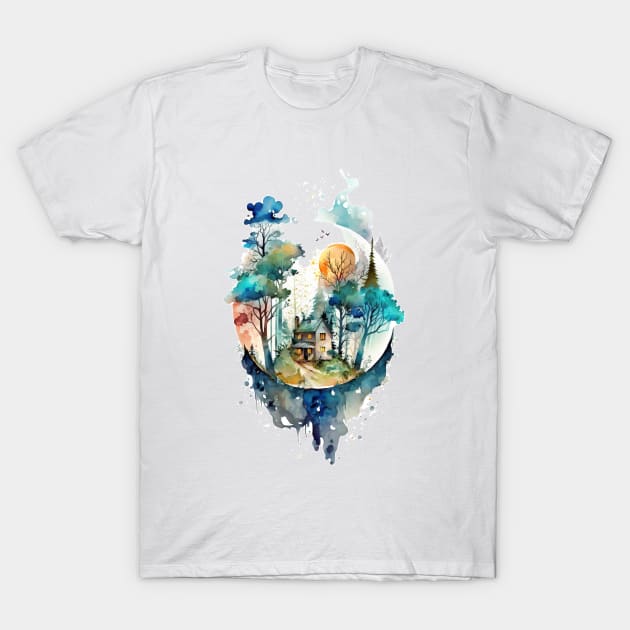 Cozy forest house surrounded with trees 3 T-Shirt by SMCLN